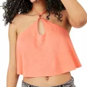 Free People Medium Top Long Weekend Top in Watermelon NWT